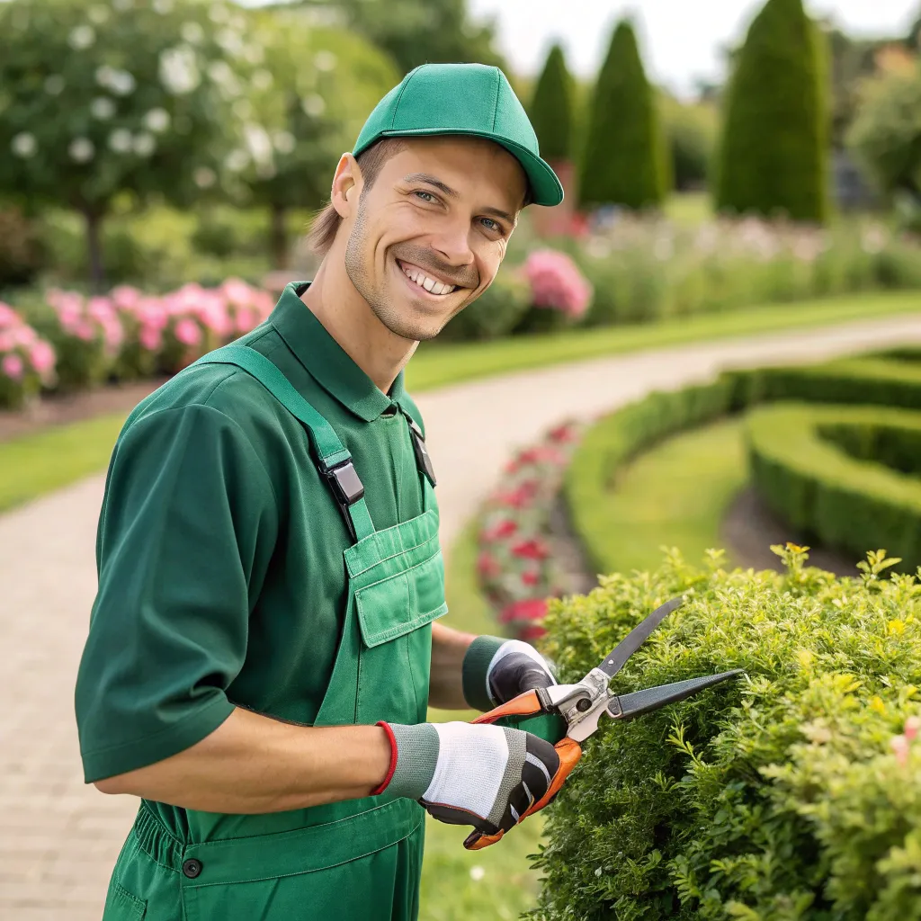 A smiling professional gardener