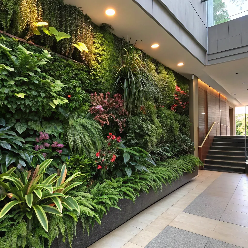 Vertical garden filled with various plants